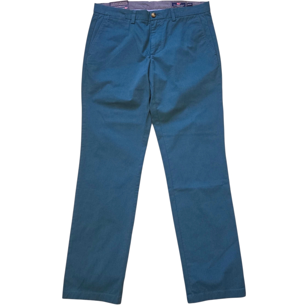 Vineyard Vines Breaker Pants 34 x 32 Mallard Blue Chino Straight STretch Prep